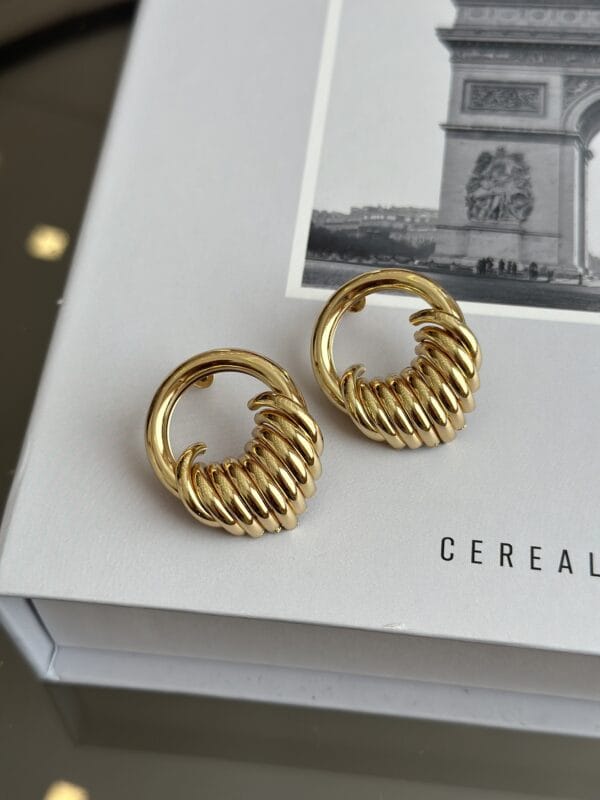 Gold Renk Halka Sarmal Model Vip Kadın Küpe