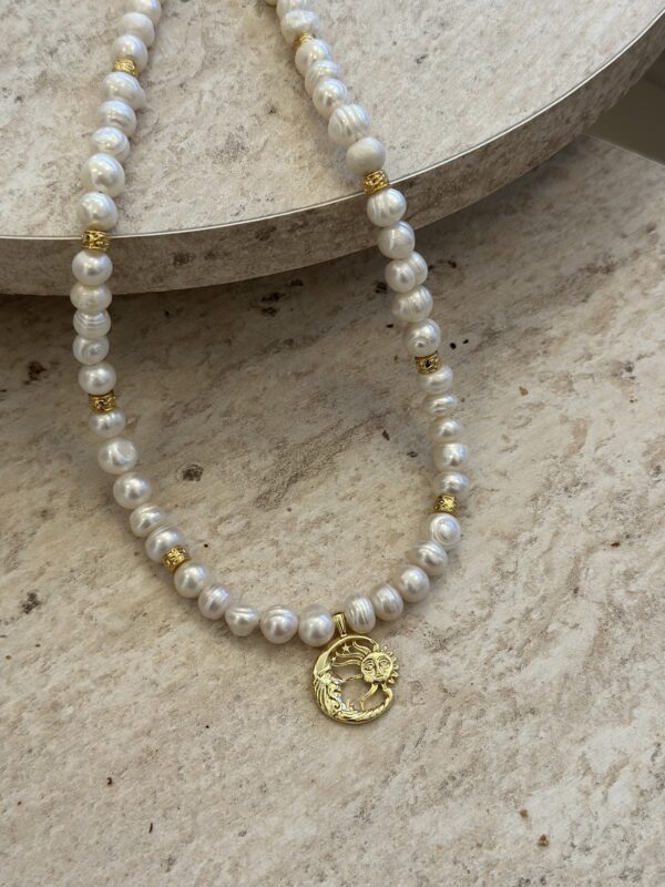 Güneş ve Ay Gerçek İnci Kolye