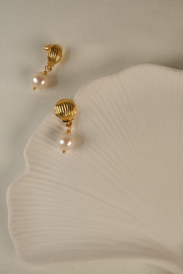 İstiridye Model Gerçek İnci Küpe