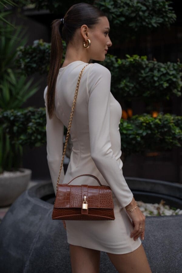 Kroko Desenli City Çanta - Taba