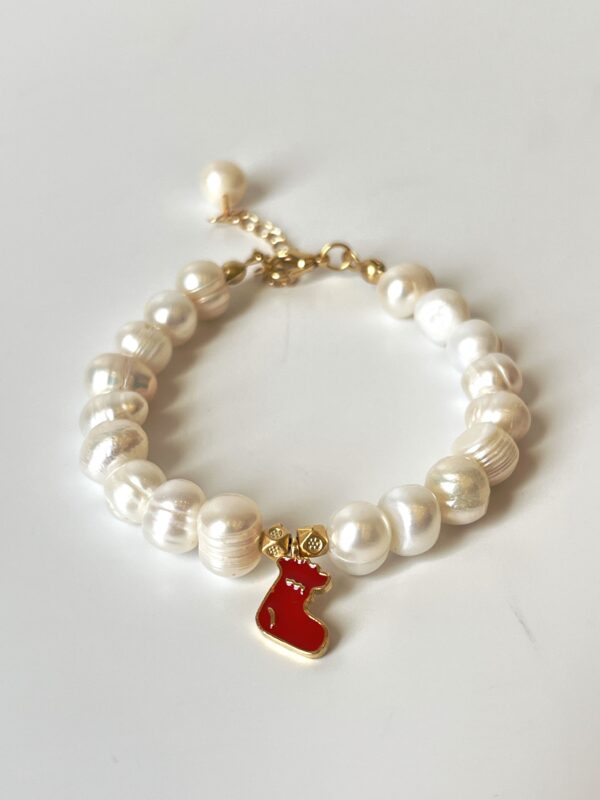Yılbaşı Temalı Tasarım Gerçek İnci Bileklik