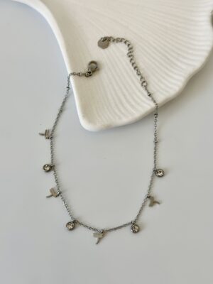 Çelik Yusufçuk Desen Beyaz Taşlı Halhal