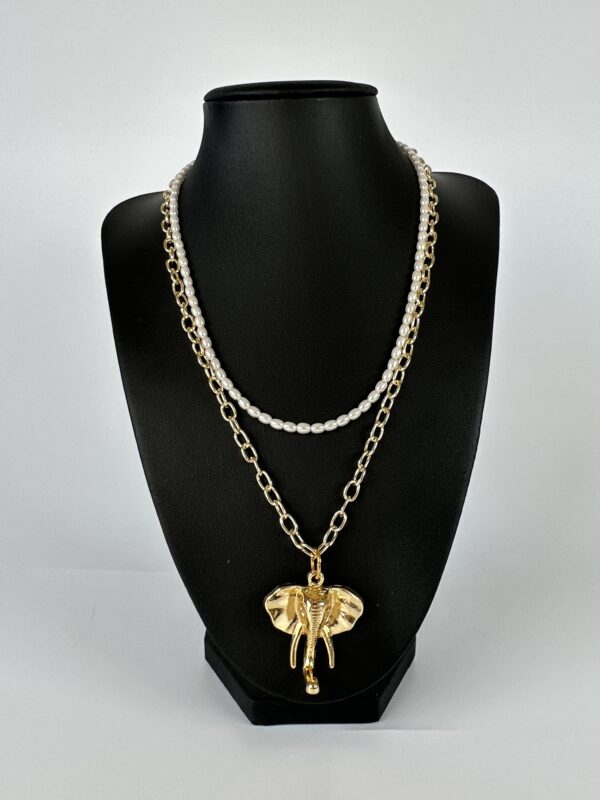 Fil Sallantılı Mayorka İncili Tasarım Kolye