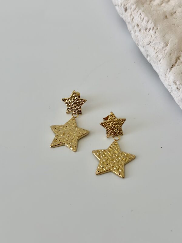 Çelik Yıldız Desenli Küpe