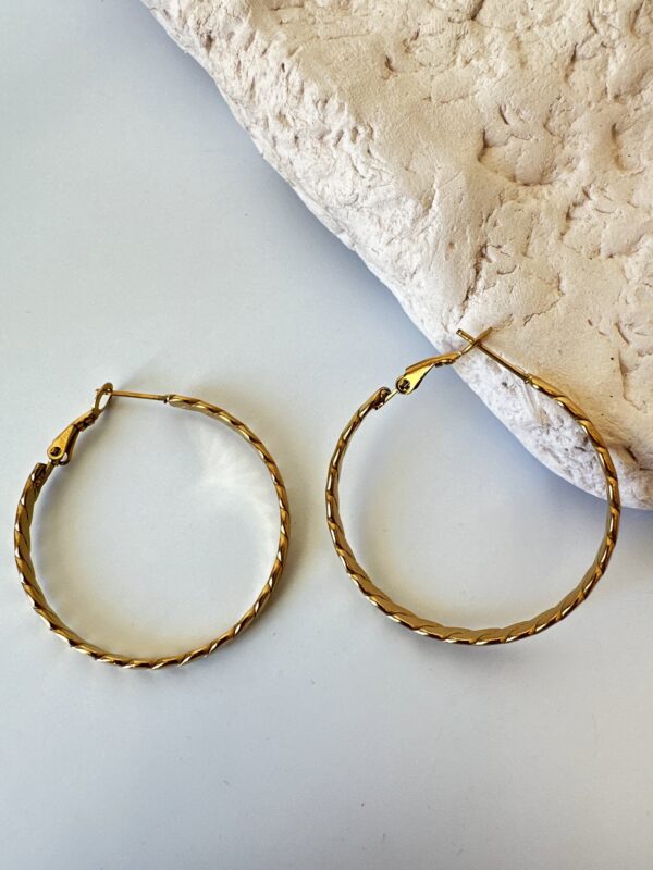 Burgulu Model Gold Çelik Halka Küpe