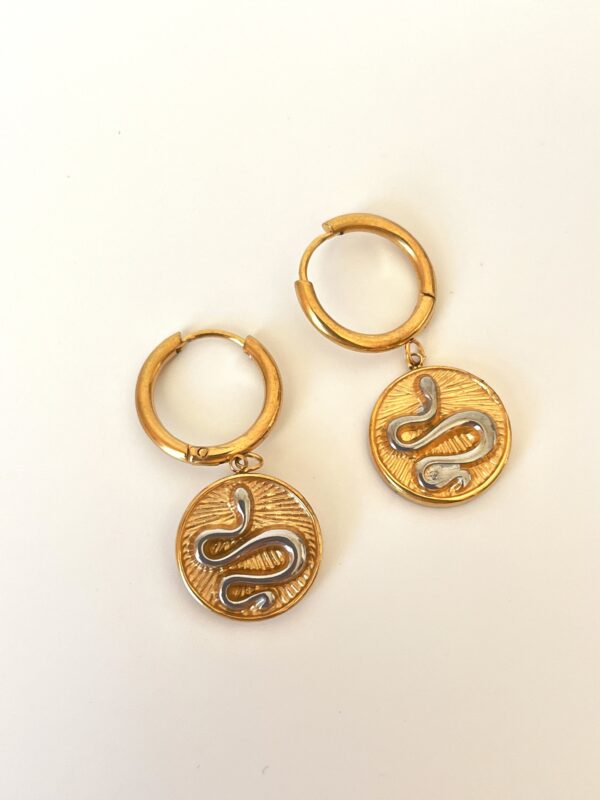 Yılan Motifli Çelik Küpe