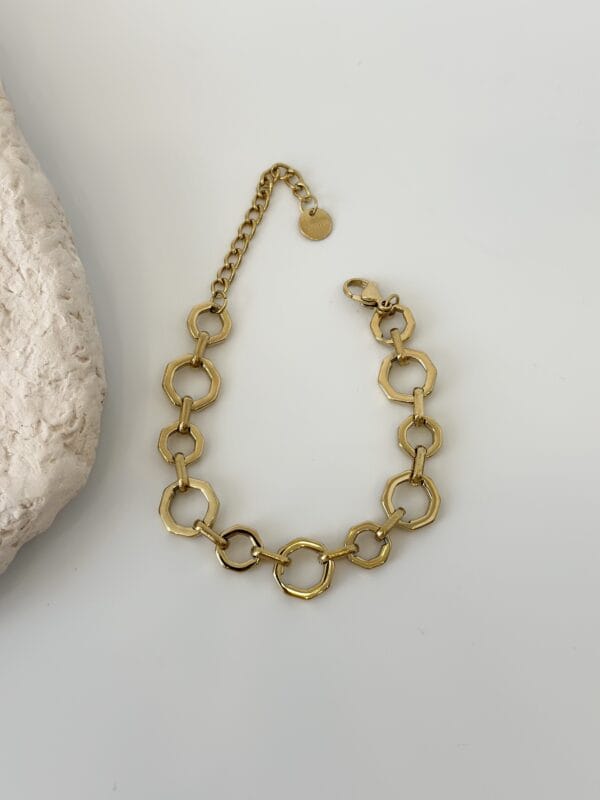 Çelik Gold Renk Geometrik Zincir Bileklik