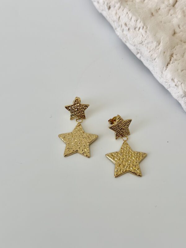 Çelik Yıldız Desenli Küpe