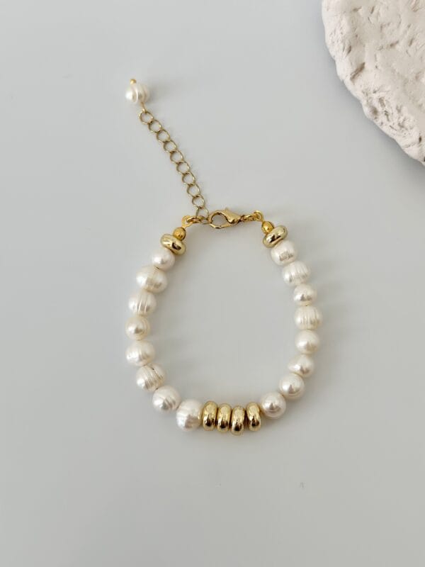 Rondela Detaylı Çelik İnci Bileklik