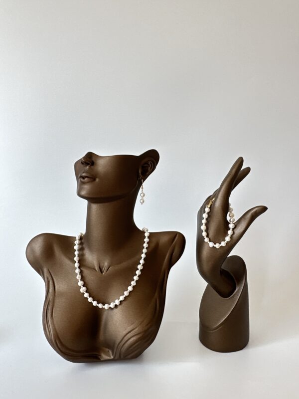 Gerçek İnci Kolye Bileklik ve Küpe Set