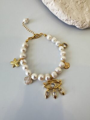 Büyük Charmlı İnci Bileklik