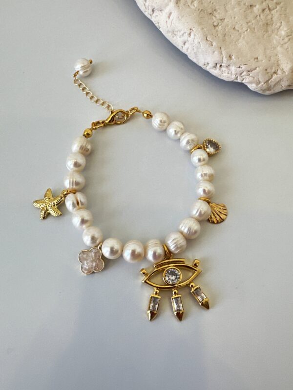 Büyük Charmlı İnci Bileklik