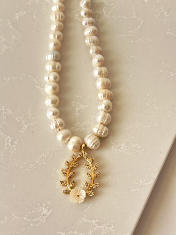 Zirkon Taşlı Helenistik İnci Kolye