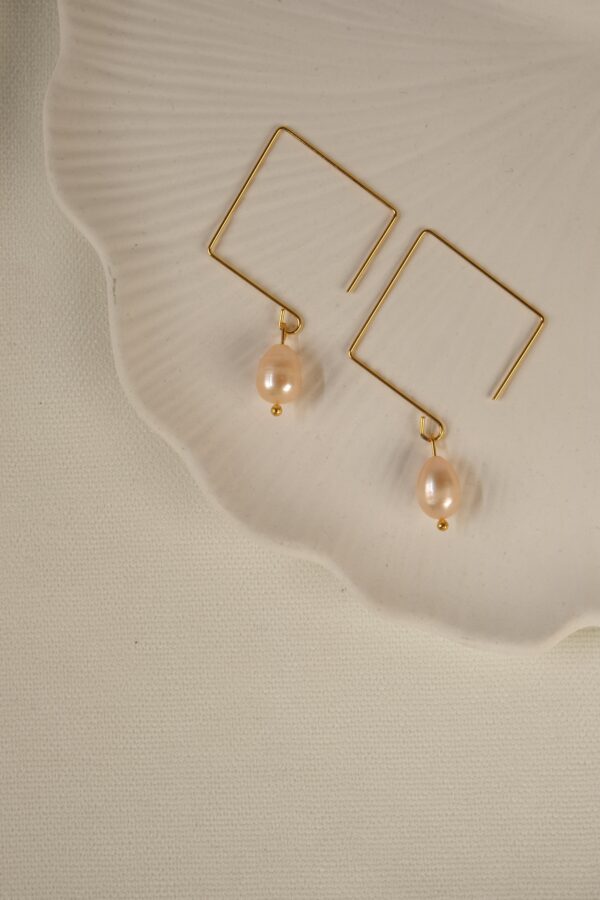 Square Stil Gerçek İnci Küpe