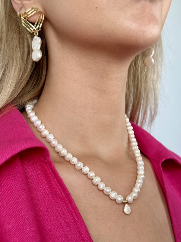 Altın Kaplama Sedefli Gerçek İnci Kolye