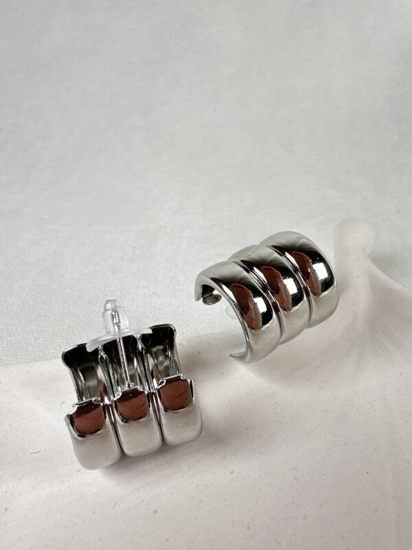 Kalın Halka Model Gümüş Renkli Kadın Küpe