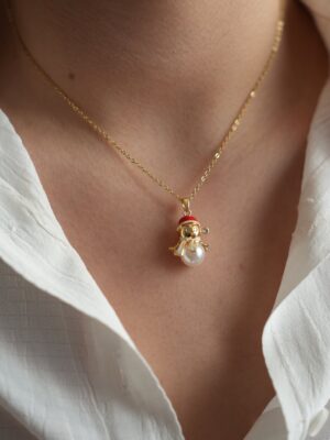 Kardan Adam Detaylı Yılbaşı Konsept Çelik Kolye