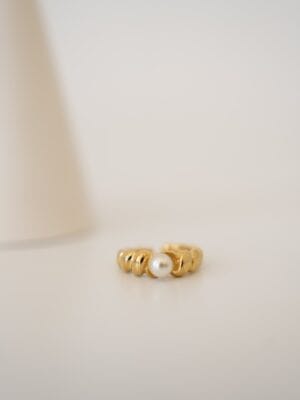 Çelik Ayarlamalı Burgu Bombe Ortası Tek İnci Yüzük