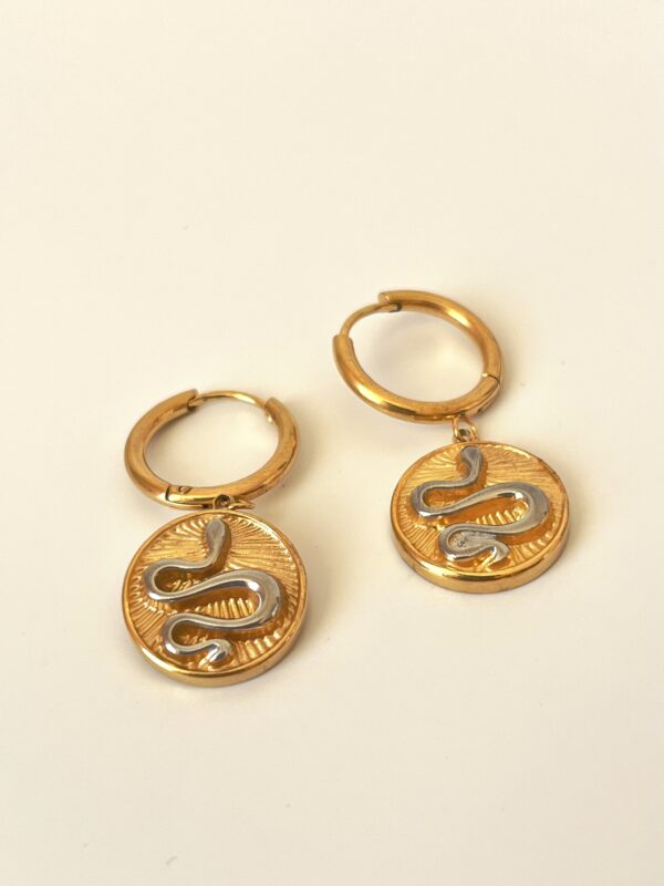 Yılan Motifli Çelik Küpe