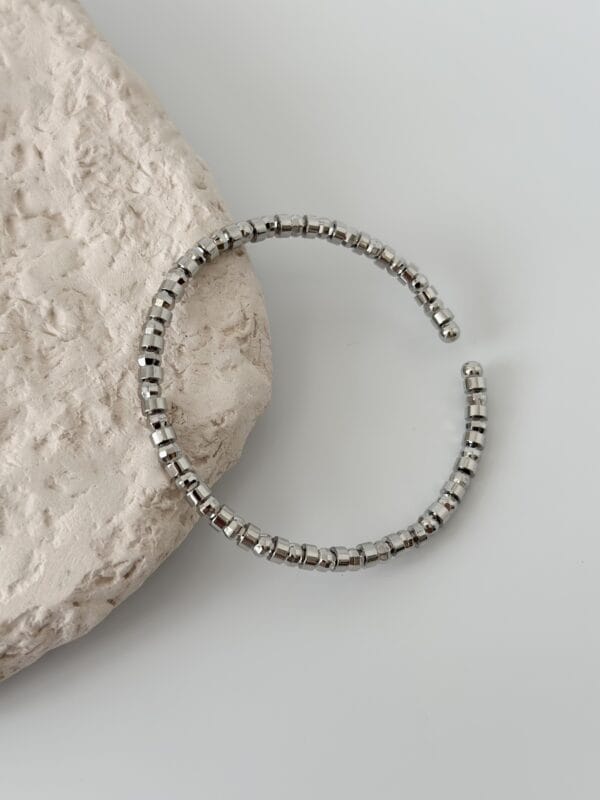 Gümüş Renk Oval Detaylı Bileklik