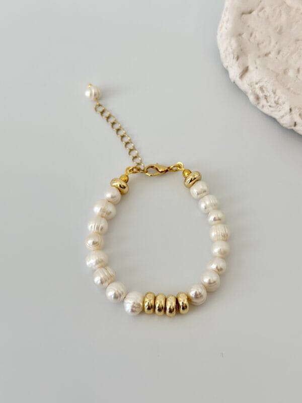 Rondela Detaylı Çelik İnci Bileklik