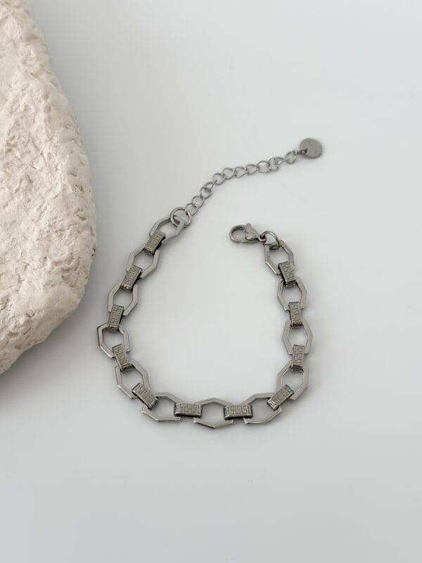 Geometrik Gümüş Zincir Bileklik