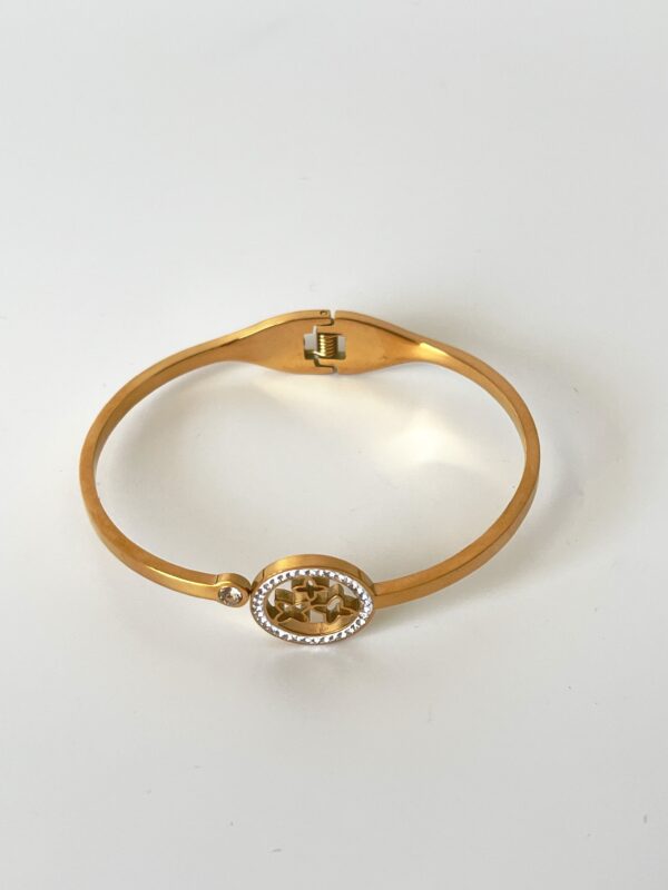 Zirkon Taş Detaylı Çelik Kelepçe