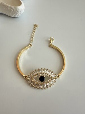 Vip Büyük Göz Figürlü Gold Bileklik