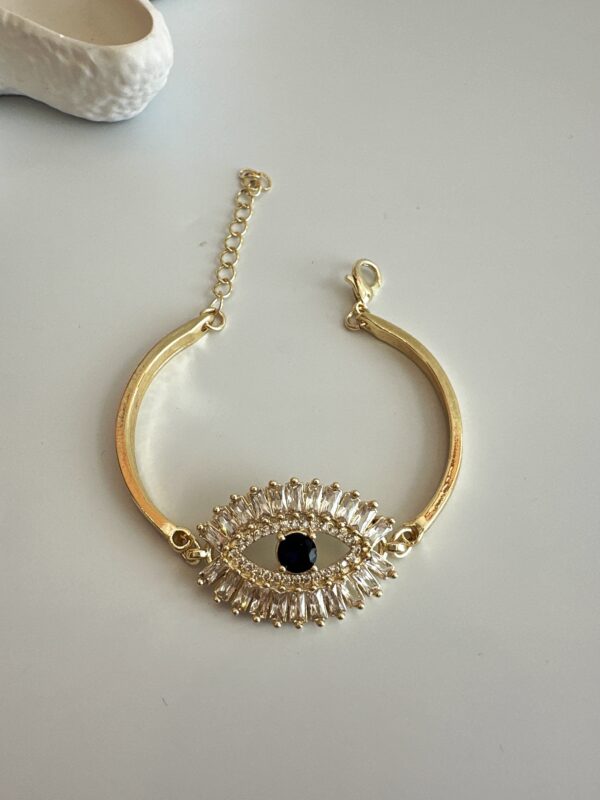 Vip Büyük Göz Figürlü Gold Bileklik