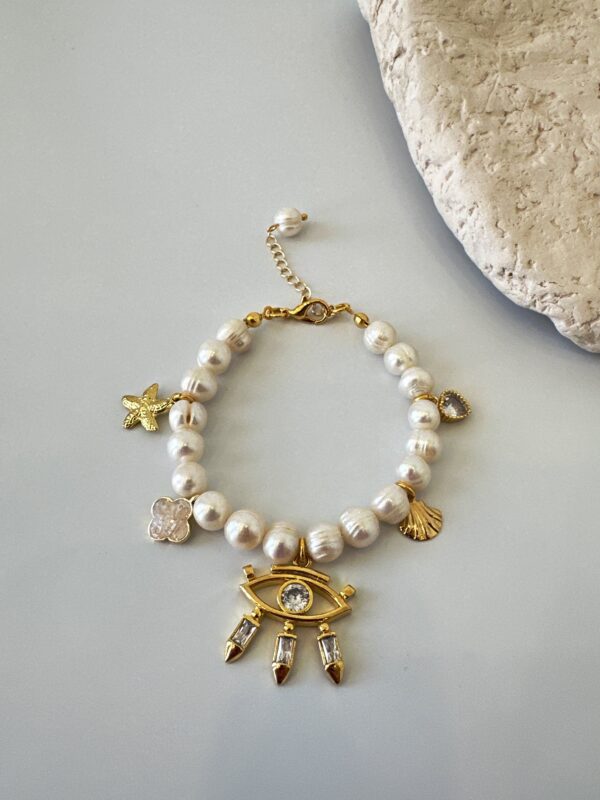 Büyük Charmlı İnci Bileklik