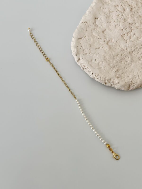 İnci ve Zincir Birleşim Çelik Bileklik