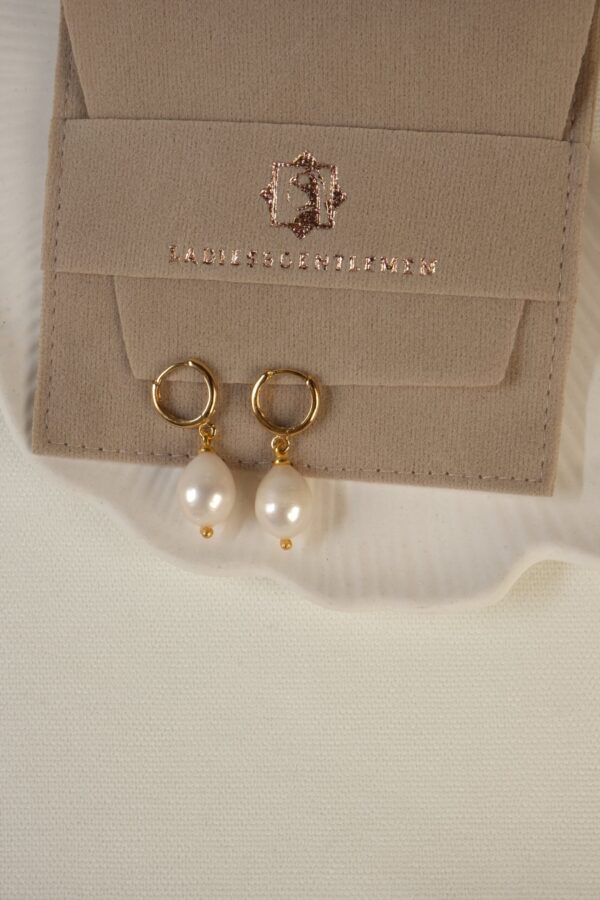 Gerçek İnci Detaylı 14K Altın Kaplama Küpe (Tasarım)