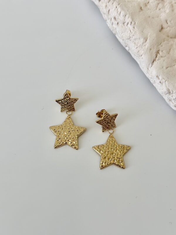 Çelik Yıldız Desenli Küpe