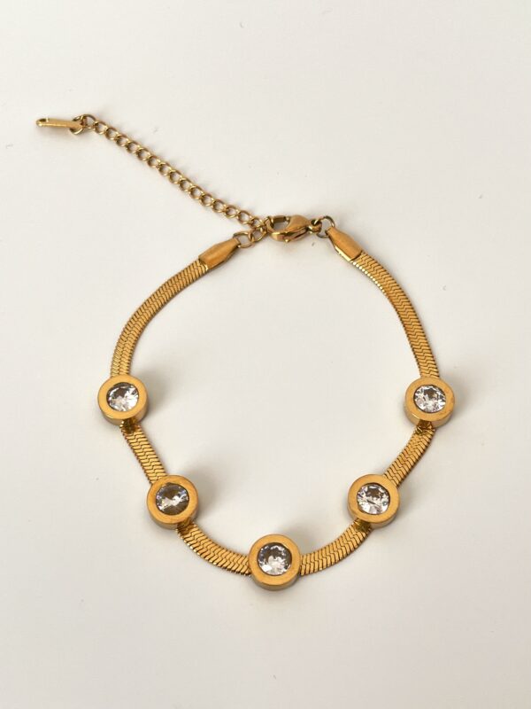 Zirkon Taşlı İtalyan Zincir Bileklik