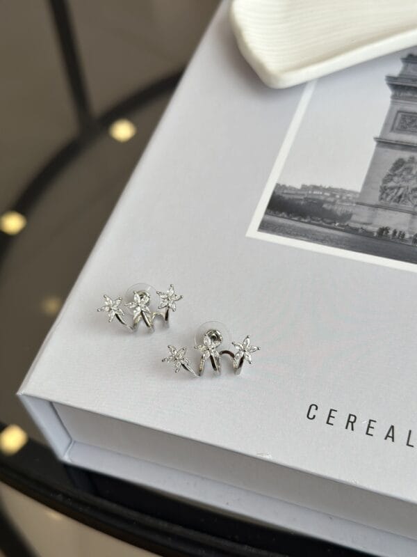 Gümüş Renk Zirkon Taşlı Çiçek Model Kadın Küpe