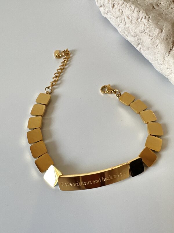 Plaka Model Gold Renkli Çelik Bileklik