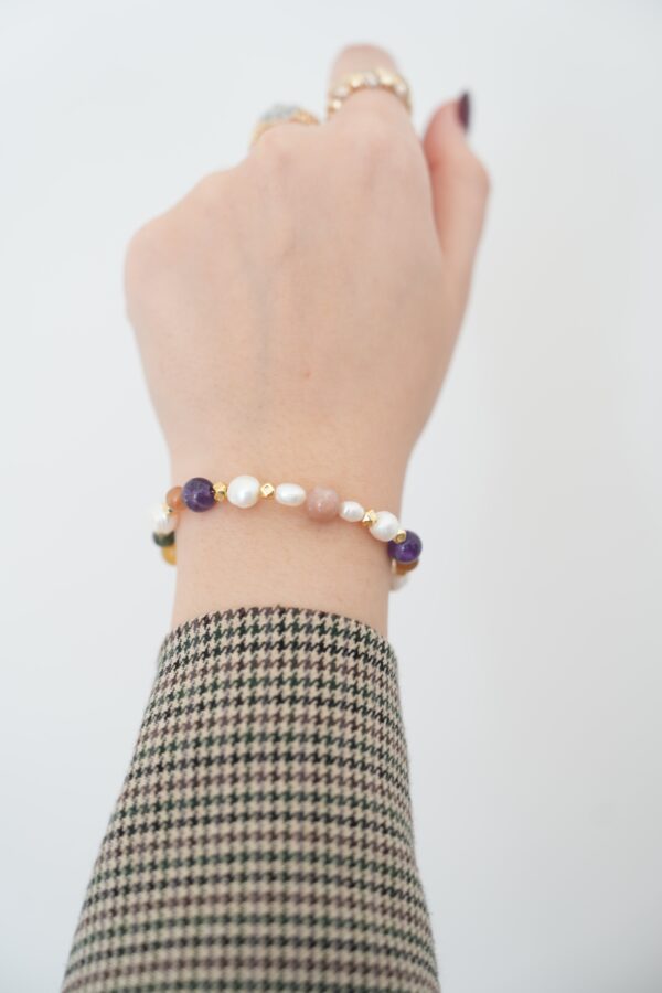 Dorika Detaylı Doğaltaş Birleşim İnci Bileklik