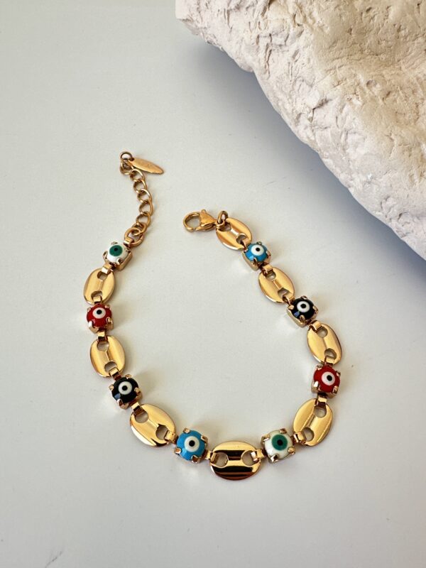 Vip Model Nazar Boncuğu Detaylı Çelik Bileklik