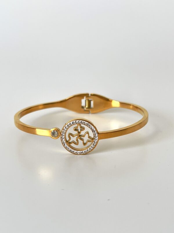 Zirkon Taş Detaylı Çelik Kelepçe