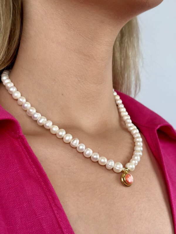 Kırmızı Sedefli Modra Gerçek İnci Kolye