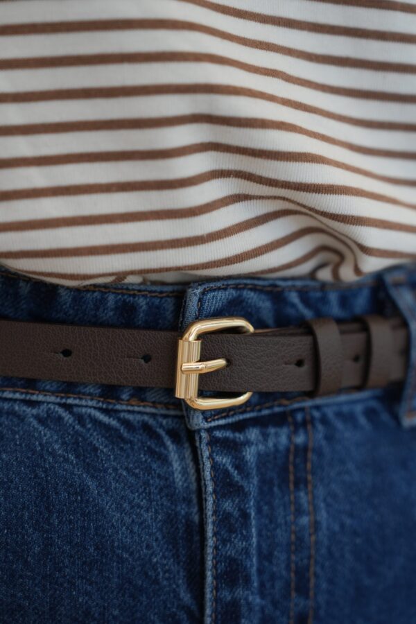 Kadın Acı Kahverengi Altın Tokalı Günlük Kemer