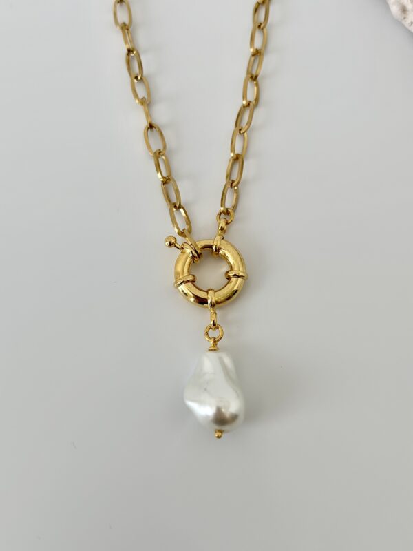 Mayorka Barok İnci Detaylı Çelik Kolye