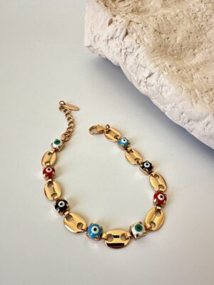 Vip Model Nazar Boncuğu Detaylı Çelik Bileklik