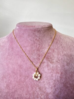 Vip Kalite Pirinç Üzeri Altın Kaplama Tatlı Su İncili Tasarım Kolye