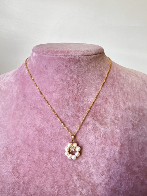 Vip Kalite Pirinç Üzeri Altın Kaplama Tatlı Su İncili Tasarım Kolye