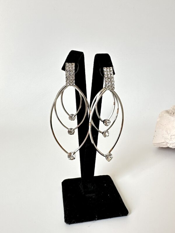 Gümüş Renk Taşlı Abiye Küpe