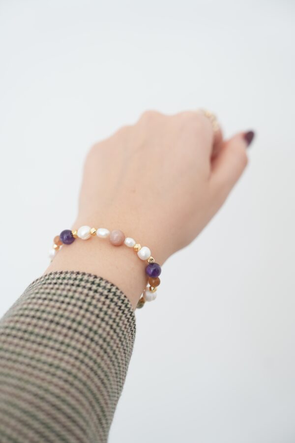 Dorika Detaylı Doğaltaş Birleşim İnci Bileklik