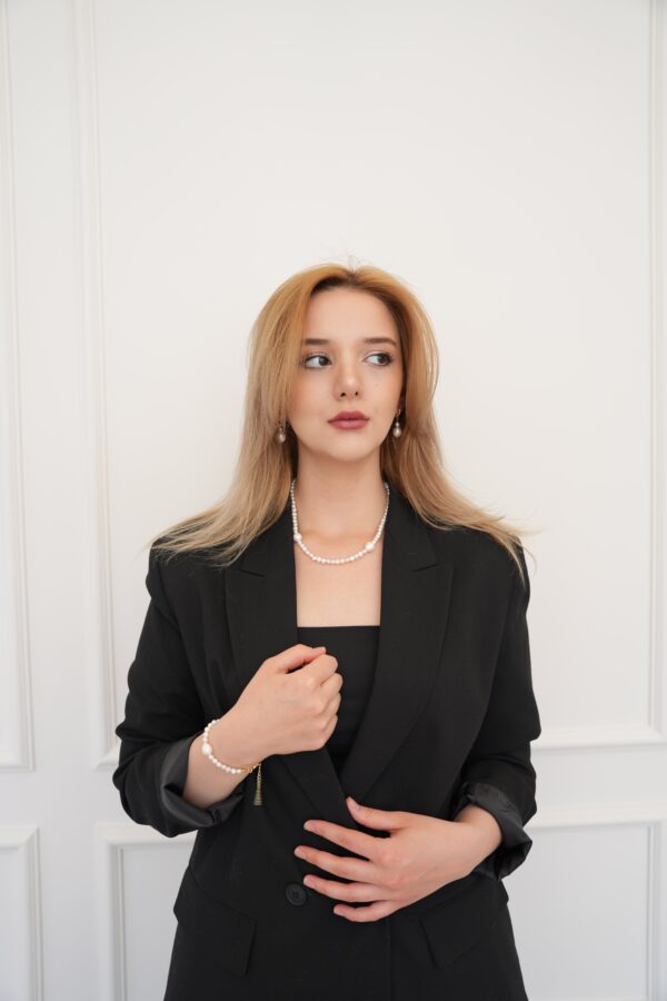 Damla İnci Detaylı Vip Gerçek İnci Kolye Bileklik ve Küpe Seti