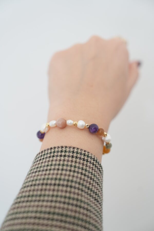 Dorika Detaylı Doğaltaş Birleşim İnci Bileklik