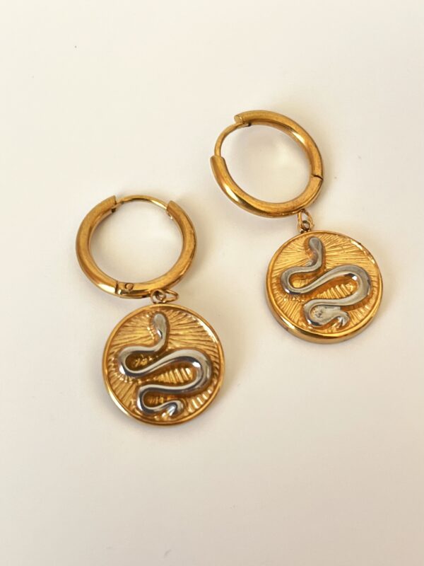 Yılan Motifli Çelik Küpe